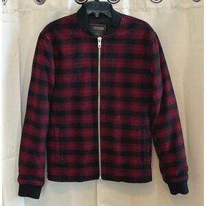 21 MEn Coat Size‎ XS Red Black Plaid Wool Blend Jacket Full Zip Outdoor 169864